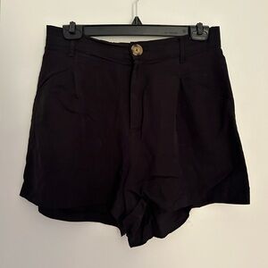 Black cotton high waisted shorts